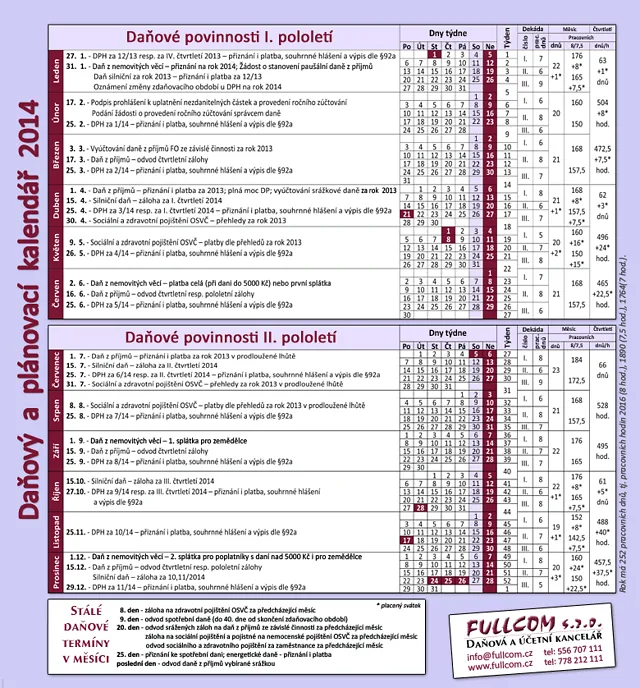 Daňový kalendář 2014